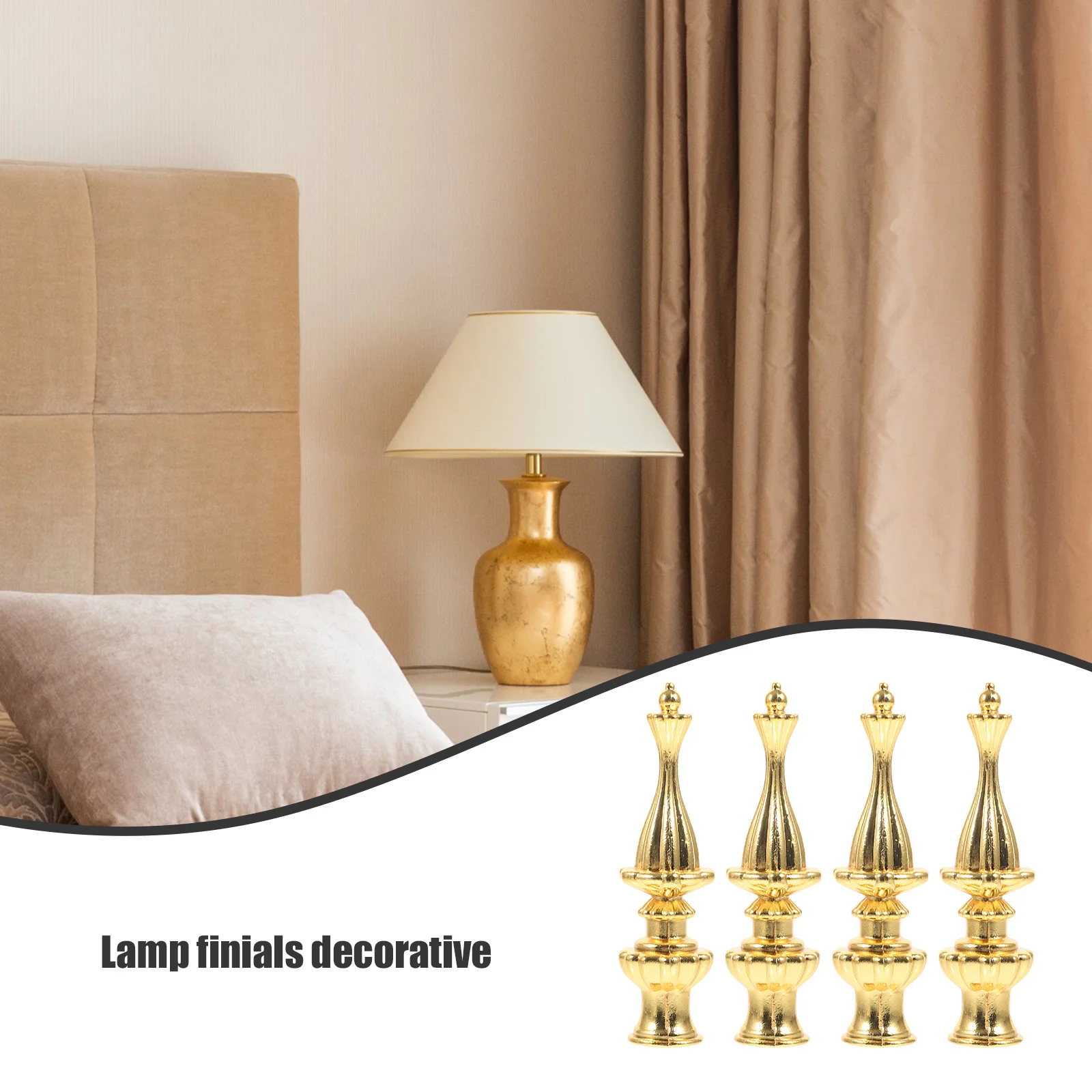 

4Pcs Metal Lamp Finials Decorative Floor Lamp Finial Caps Table Lampshade Knobs Sturdy Metal for Living Room Bedroom Office