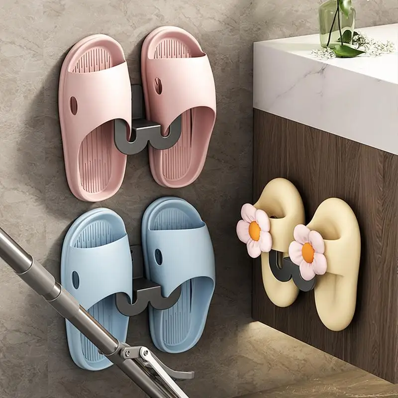 Slippers Rack No Punching Bathroom Simple Slipper Hook Toilet Drainage Rack Wall Mounted Bedroom Neat Storage Shoe Drying Rack