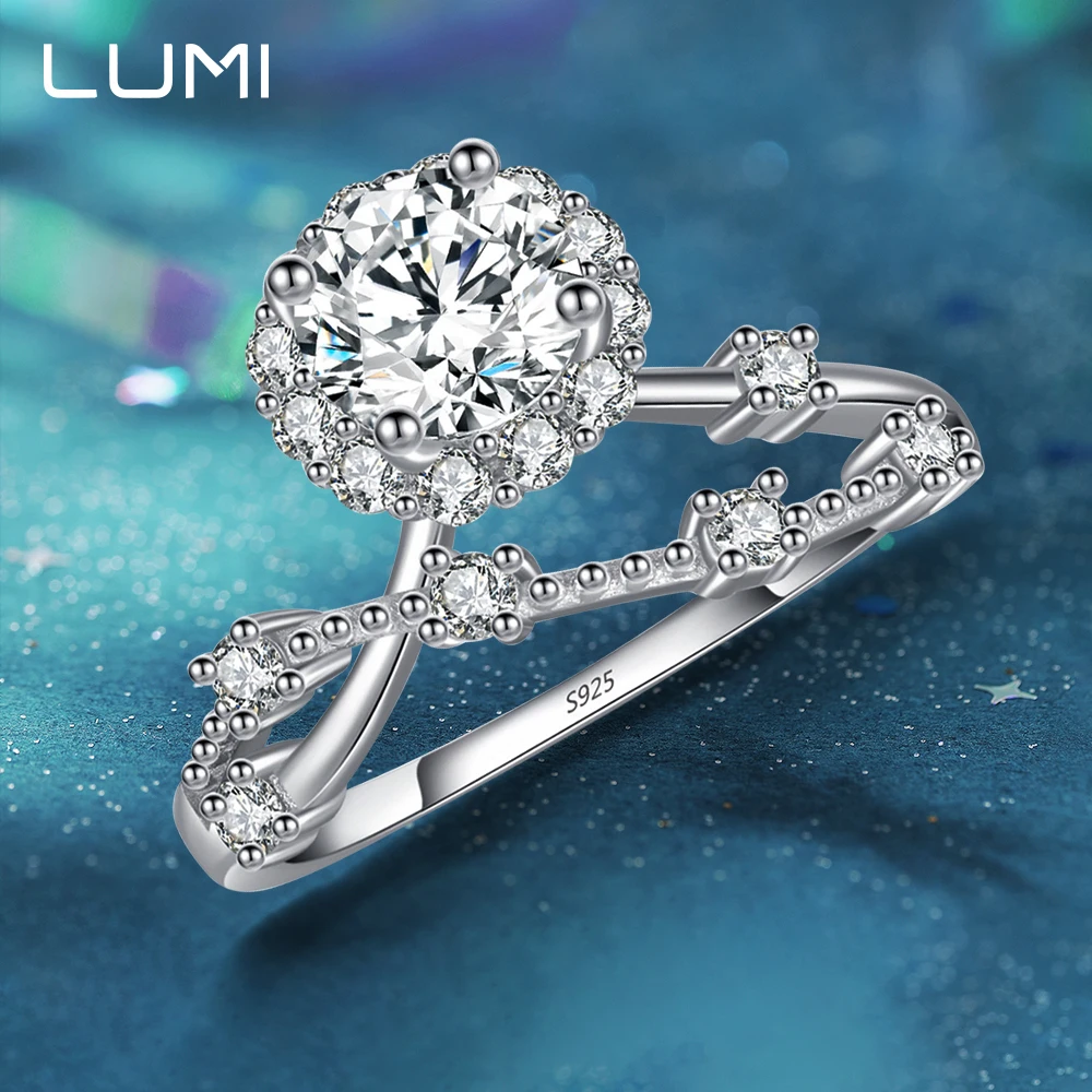 

0.5-1CT D Color Flower Moissanite 925 Silver Ring for Women Romantic Floral Wedding Promise Bands Flawless Sparkling Jewelry GRA