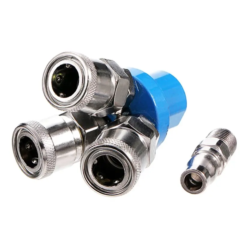 CJSD-3 Way Manifold Splitter Coupler Quick Connect Air Hose Splitter Universal Type Male Thread Swivel Air Compressor Connector #4
