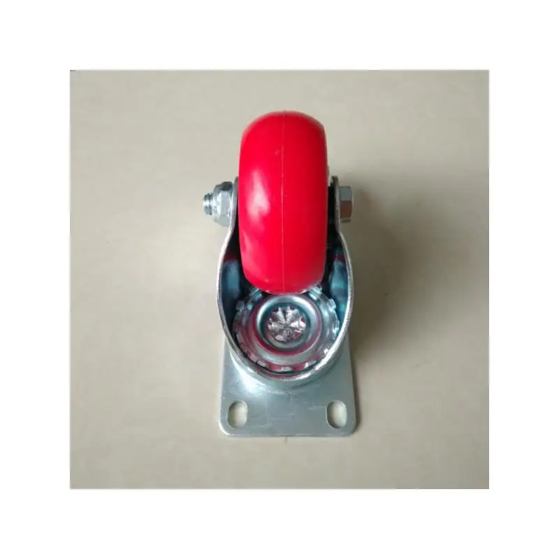 1 Pc Packing Quality Casters 3-inch Iron Core Pu Universal Wheel With Brake Medium Red Round Rubber Coated Machine Caster