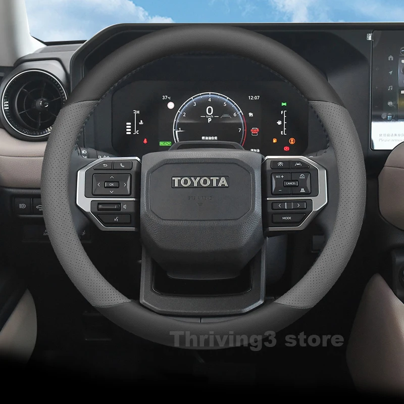 

Leather Car Steering Wheel Cover For Toyota Hilux Land Cruiser lc250 lc300 Tacoma 4Runner Auto interior Accessories 2025