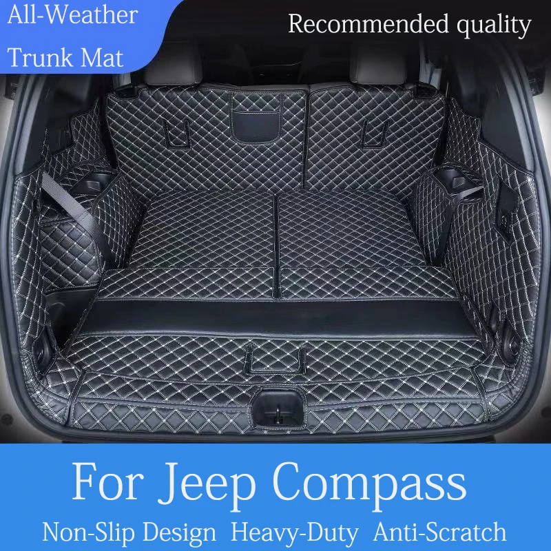 Per Jeep Compass 2018-2022 Tappetino per bagagliaio per auto in pelle artificiale Tappetino protettivo per bagagliaio posteriore Accessori interni per auto
