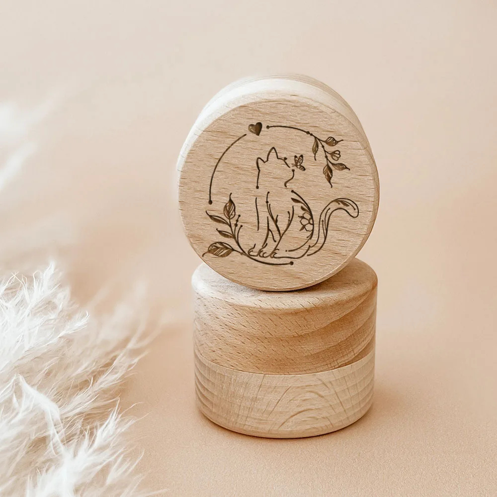 Personalised Engraved Wooden Tooth Storage Box Custom Name Memorial Box Pet Dog Cat Fur Keepsake Box Loss of Pet Memorial Gift