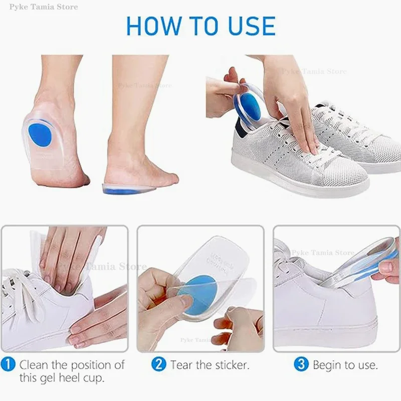 Silicone Heel Pad Gel Soft Insole Sports Shock Absorbing Shoe Pad Bone Spurs Pain Relief Protect Heel Foot Massager Care Inserts