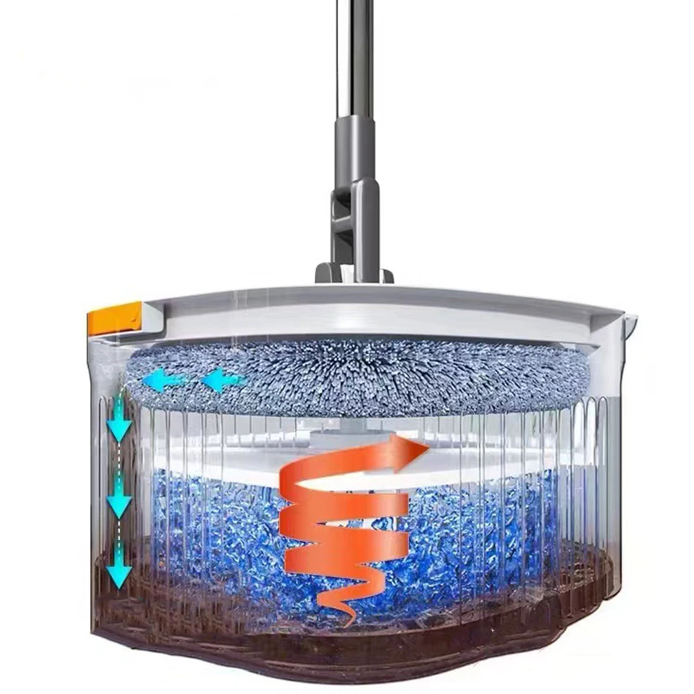 Fregona flotante para suelo perezoso, separación de agua, fregona de limpieza giratoria 360 para el hogar, fregona giratoria de microfibra con cubo, fregona automática para suelo