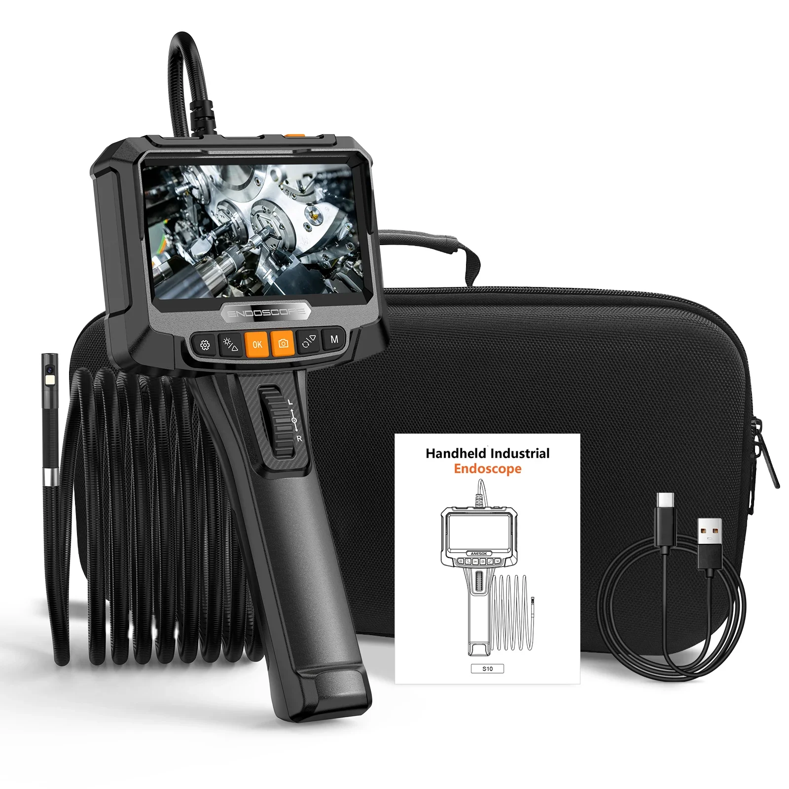 360 Degree 8.5mm Double Lens 1.5m Semi Rigid Camera Hd Industrial Inspection Endoscope Screen Portable Endoscope Camera