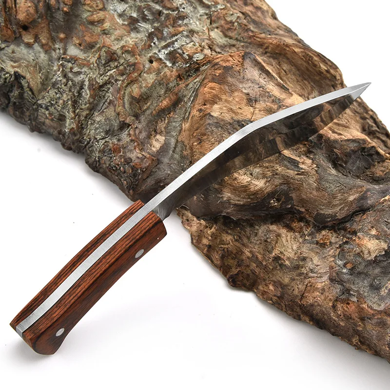 Nieuwe Outdoor Rvs Mini Gebogen Mes Zelfverdediging Rechte Mes Veld Survival Mes Kleine Nepal Mes