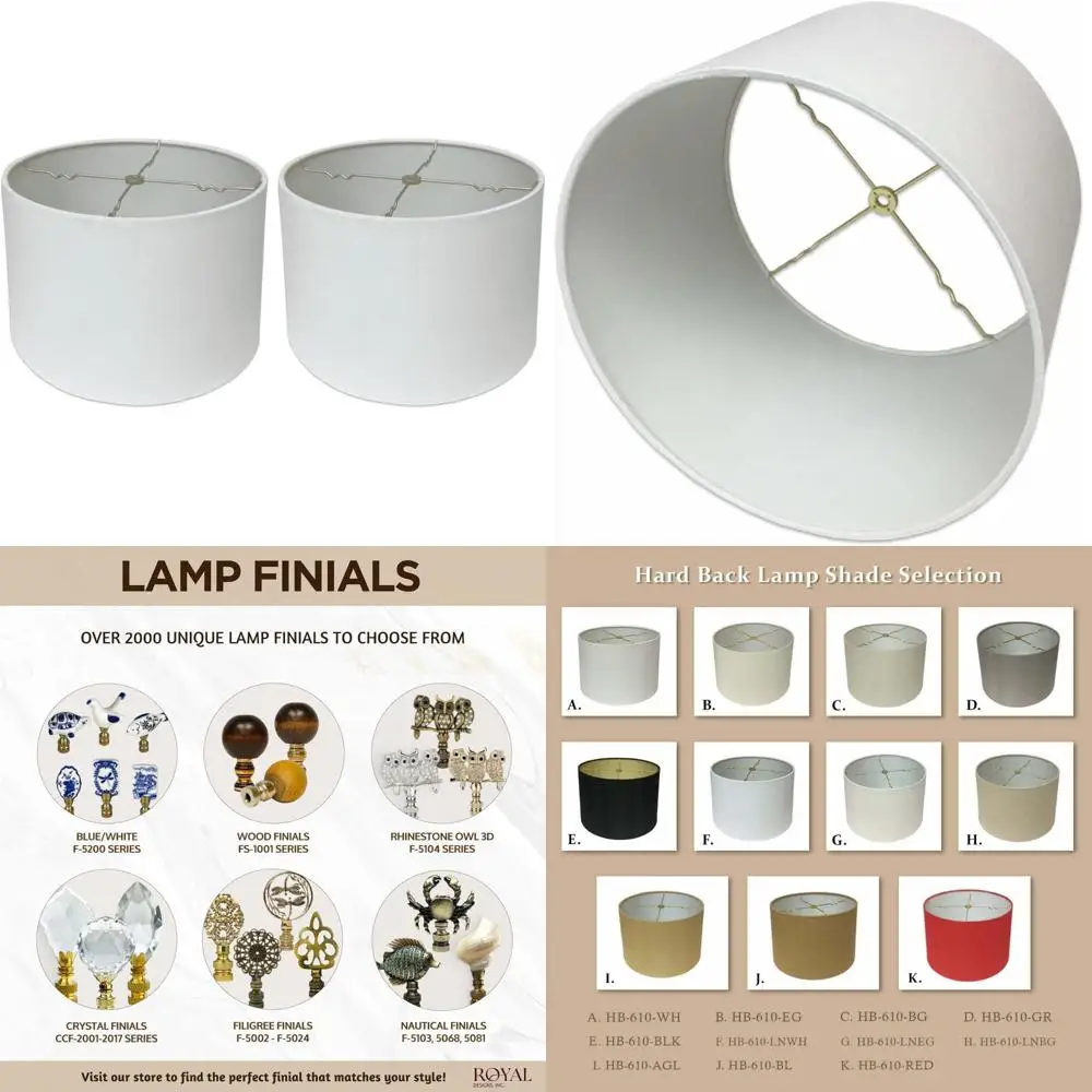 

Linen White Shallow Drum Hardback Lamp Shades, Set of 2, 13 x 14 x 9, for Home Lighting Decor