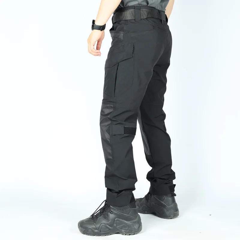 Outdoor-Arbeitshose, taktische Hose für Herren, wasserdichte Trainingshose, Multitaschen-Arbeitskleidung, Frühling/Herbst, strapazierfähige, schmale, elastische Hose – Detail 11