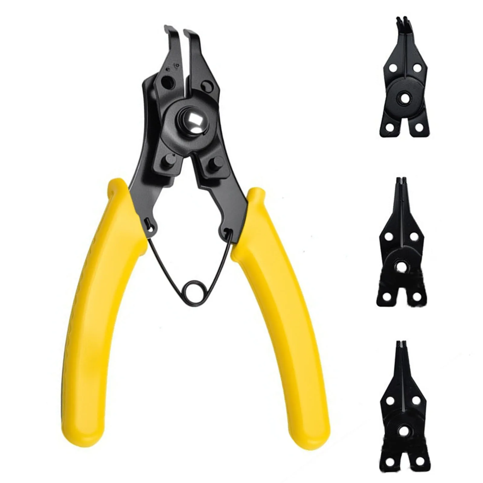 4 In 1 Steel Snapper Clamp Set With 45/90 Degree Jaw C Clip Circlip Lock Ring Removal Tool Anti-Slip Interchangeable Plier Set view 3