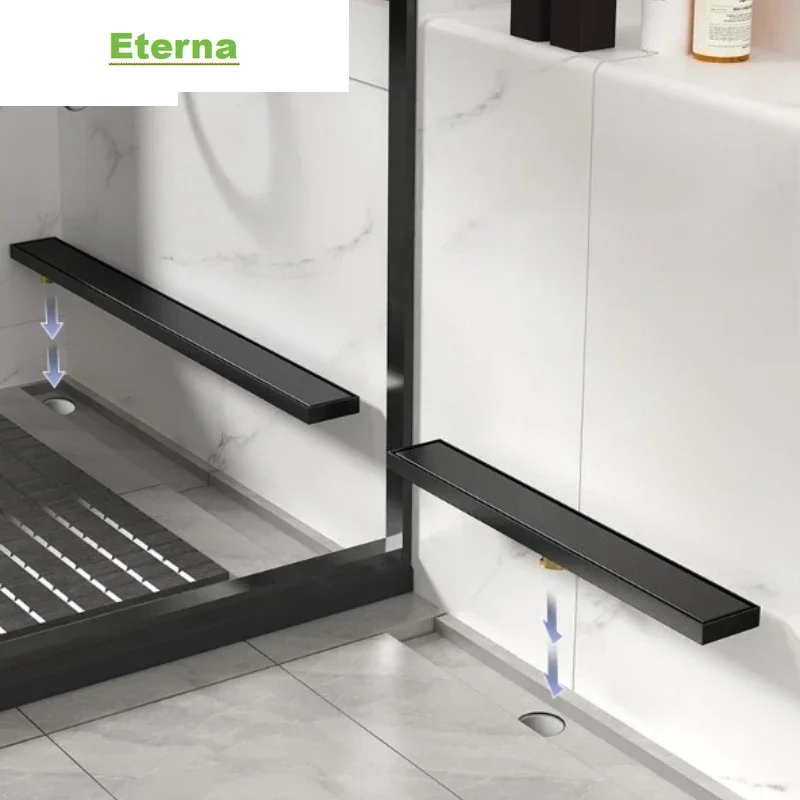 304 stainless steel tile-inlaid rectangular floor drain, bathroom shower room black extended deodorant floor drain