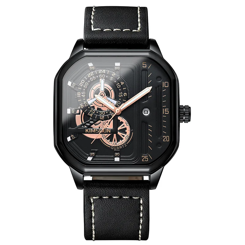 Charm Motorcycle Square Men's Watch Trend Waterproof Leather Speed Car Dream Luminous Men's Sports Quartz Watch Reloj hombre