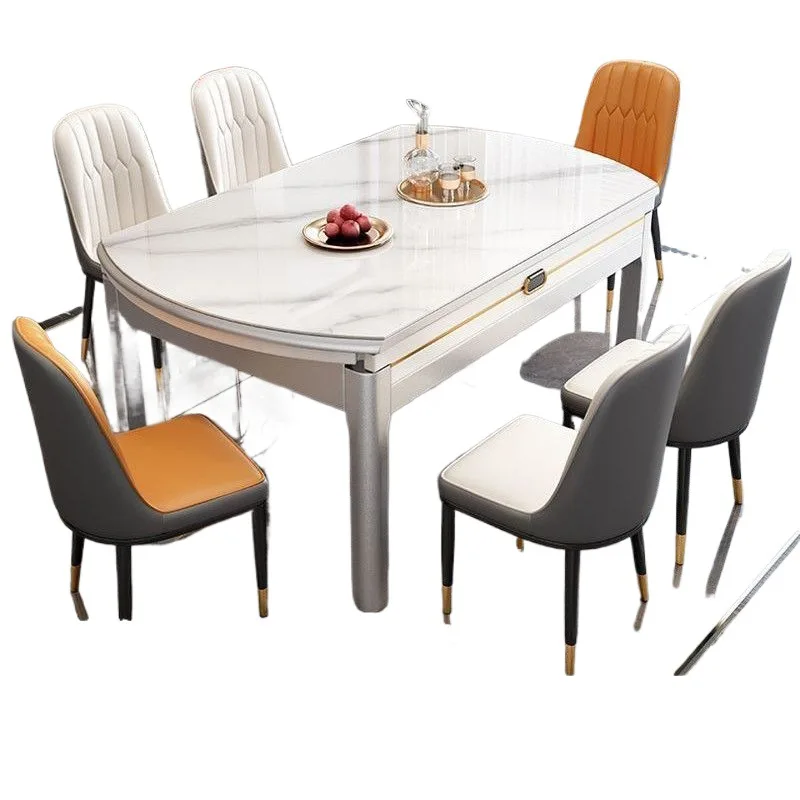 

Slate dining table and chair combination household modern simple retractable folding