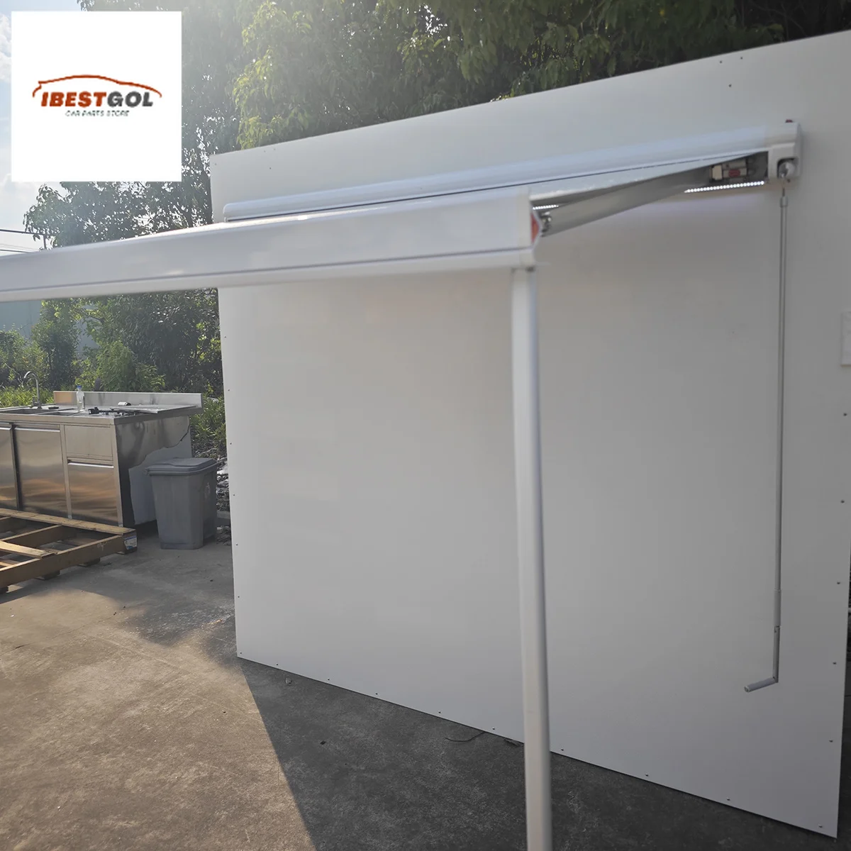Ibestgol Electric RV Camper Awning Retractable UV Protection Outdoor Shelter for Travel Trailer