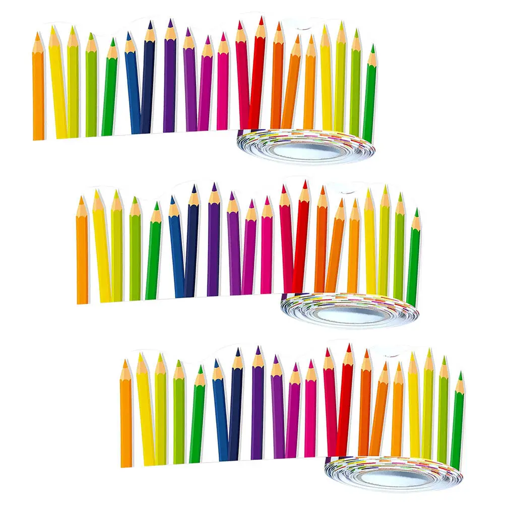 Pencil Bulletin Board Borders 3 Rolls Removable Classroom Trim for Blackboard Door Decor