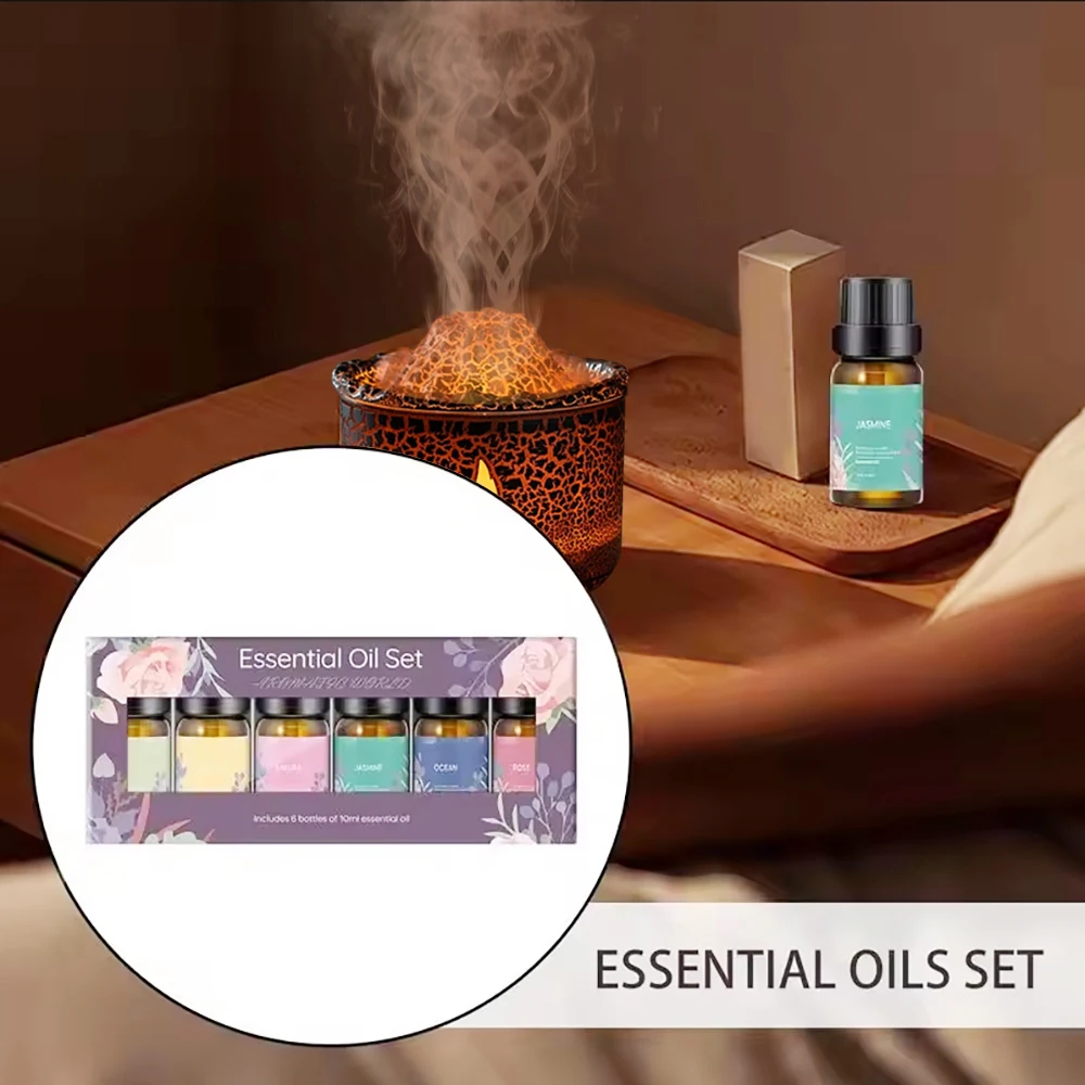 New Luxury Aromatherapy Set with 6 Essential Oils | Perfect for Diffusers| Lily  Jasmine  Lemon  Ocean  Rose & Sakura Scents