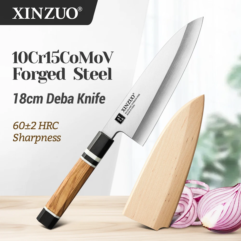 XINZUO 18cm Deba Knife High Quality 10Cr15CoMoV Forged Steel With Olive Wood Octagonal Handle Japanese Knife Sashimi Knife