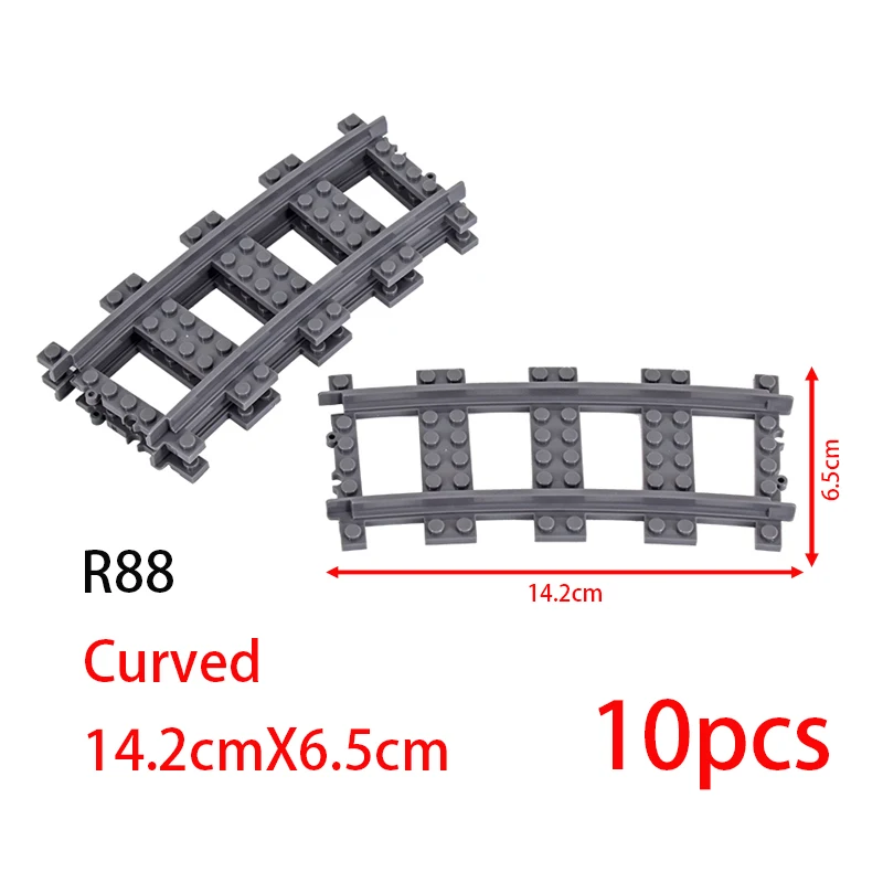 MOC Stad Baksteen Schakelaar Cross Gevorkte Gebogen Rails Bouwsteen Trein Rail Curve Tracks R56 R72 R88 R104 Creatieve DIY Speelgoed