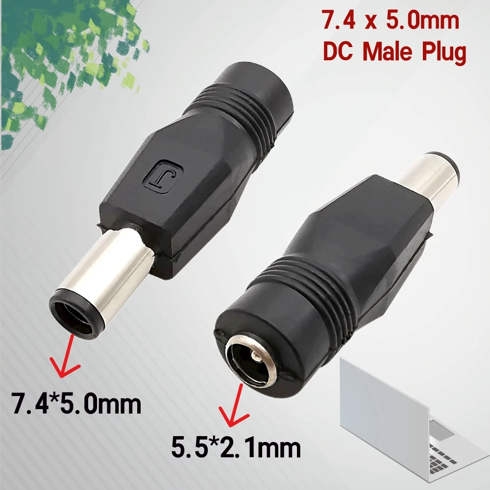 7,4 * 5,0 mm wtyczka zasilania DC Konwerter ładowania 5,5 x 2,1 mm żeńskie gniazdo DC na 7,4 x 5,0 mm wtyczka męska DC ze złączem pinowym do laptopa HP