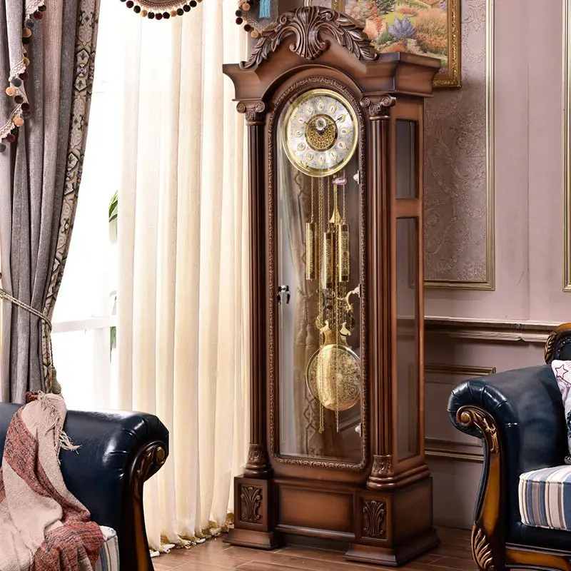 Floor clock European-style villa vertical living room clock Chinese retro American pendulum clock classical