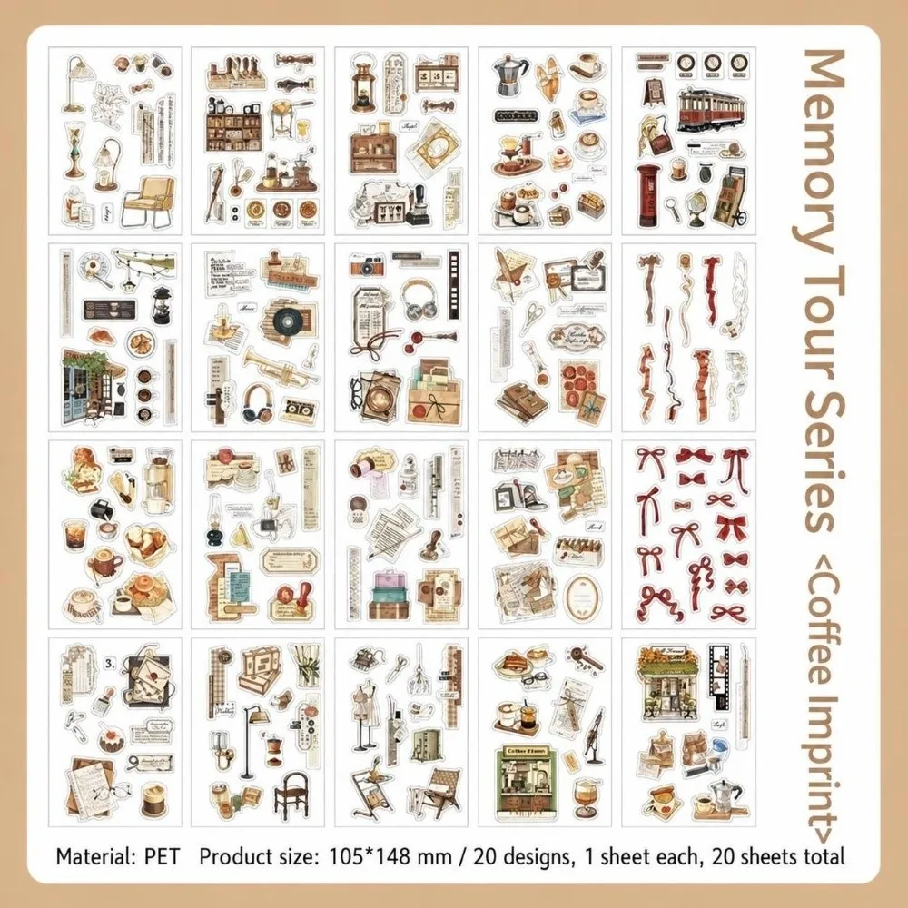 1 Set Premium Self-Adhesive Sticker Book PET DIY Scrapbook Sticker Die-cut Stress Relief Planner Stickers For Scrapbooking