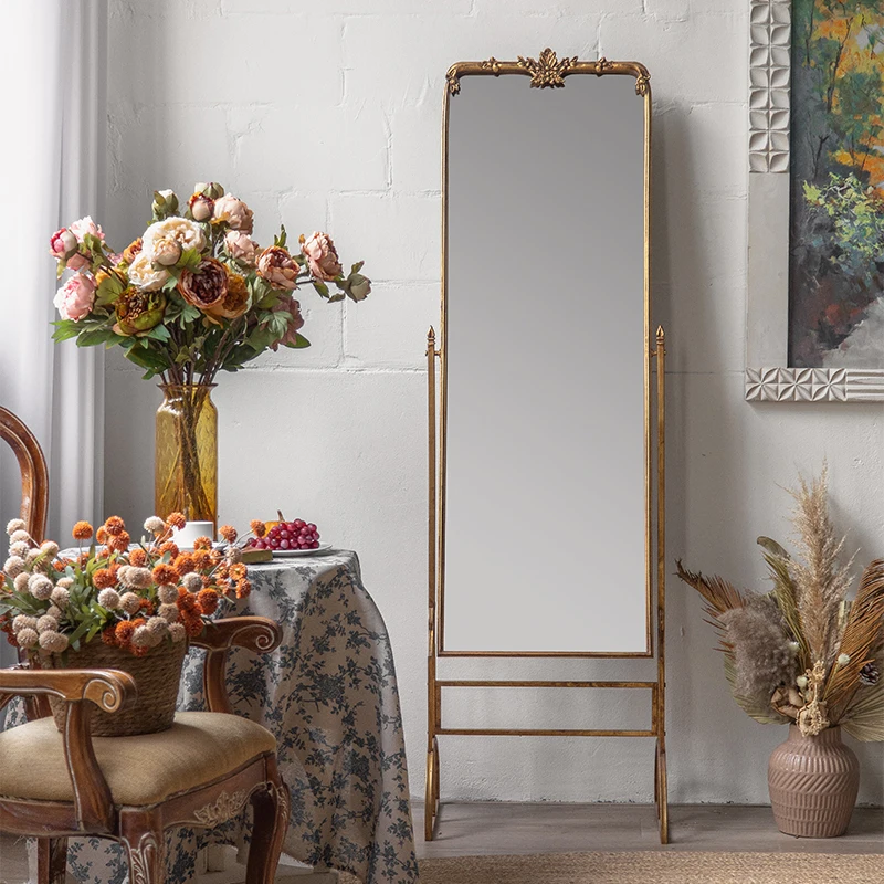 wrought iron retro old full-length mirror store cloakroom three-dimensional fitting mirror home bedroom floor