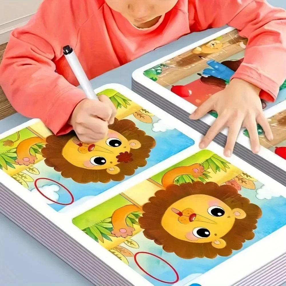 Cartes de formation avec des dessins « trouvez la différence » - Conçu pour la formation à l'attention éducative comprend des cartes effaçables