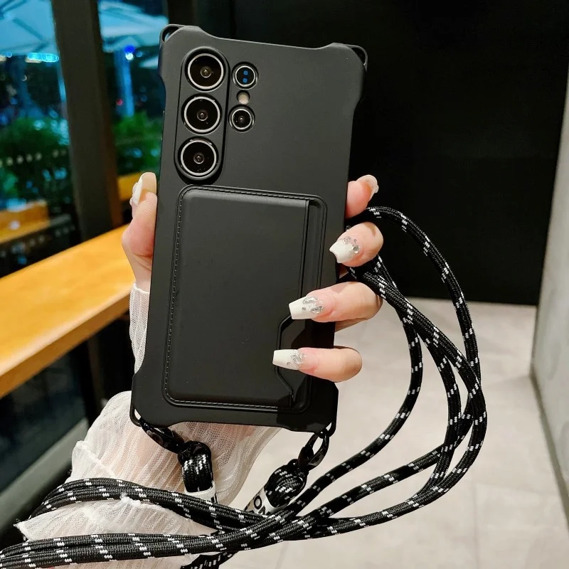 Crossbody حزام الحال بالنسبة لسامسونج غالاكسي S25 الترا S24 FE S23 زائد A15 A55 A16 A35 A36 للصدمات محفظة فتحة للبطاقات غطاء الحبل