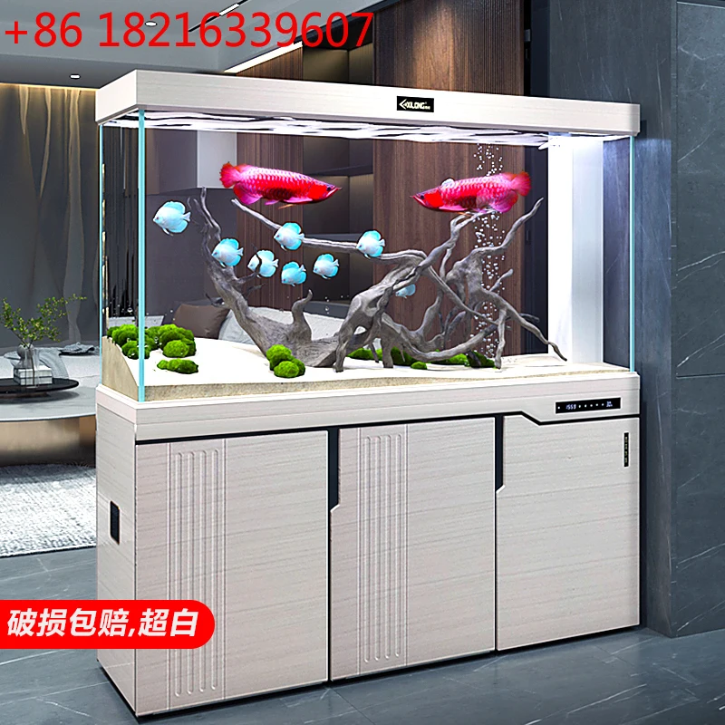 

Рыболовный аквариум с нижним фильтром Ультра-белое стекло, интеллектуальная экологическая гостиная рядом с большой ТВ-шкафом, аквариум