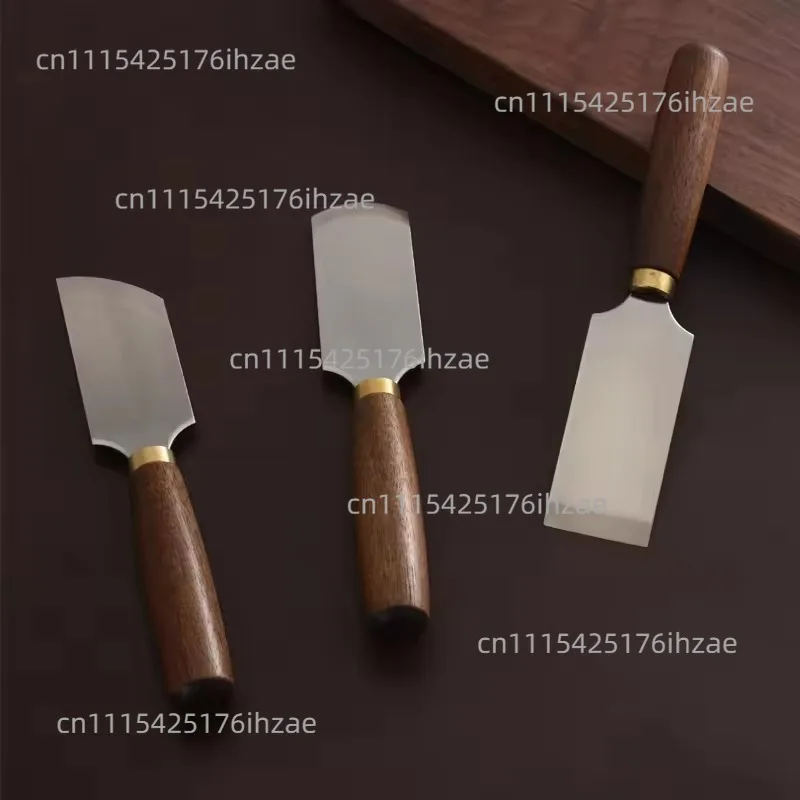 Walnut handle D2 Japanese thinning knife Oblique knife round knife handmade DIY leather goods