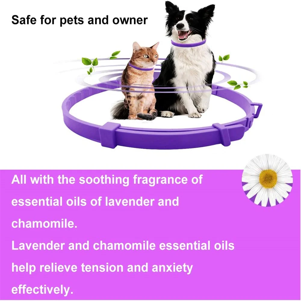 Calming Collar for Dog and Cat Relieve Reduce Anxiety or Stress Pheromones Formula Adjustable Waterproof Pet Lasting Calm Collar