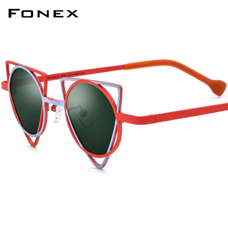 

FONEX Titanium Sunglasses Women 2024 New Men Retro Vintage Small Polygon Polarized Sun Glasses UV400 Shades F85859T