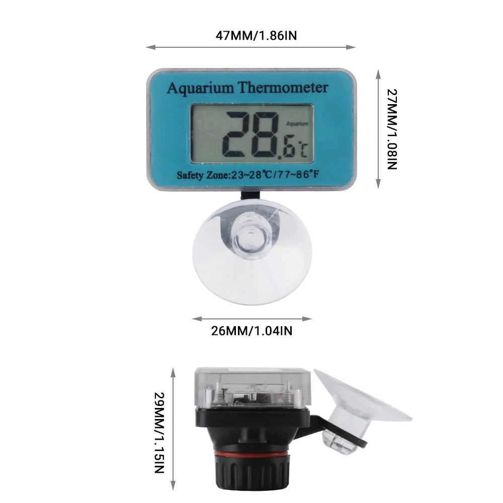 BORUiT Aquarium Thermometer Digital Fish Tank Thermometer Accurate Reptile Thermometer Temperature Gauge with Large LCD Screen