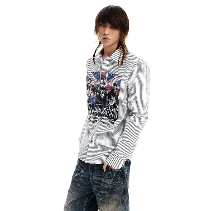 LUZHEN 2026 Autumn Stylish Original Printed Pattern Stripe Long Sleeve Shirts Men's Elegant High Quality Casual Male Tops JY8679