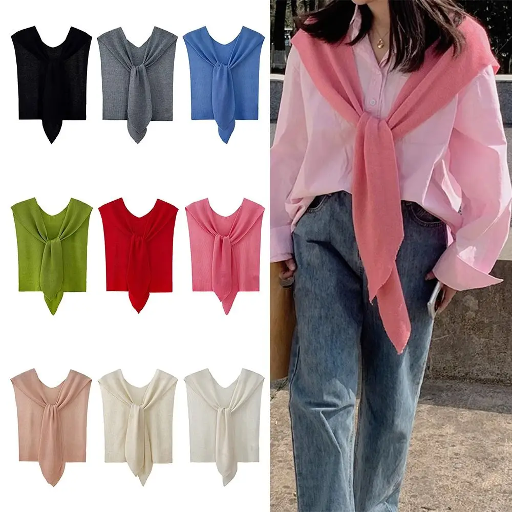 

Trendy Multicolor Knitted Shawl Multi-functional Slimming Outfit Shawl Lengthen Widen Outerwear Fake Collar OOTD