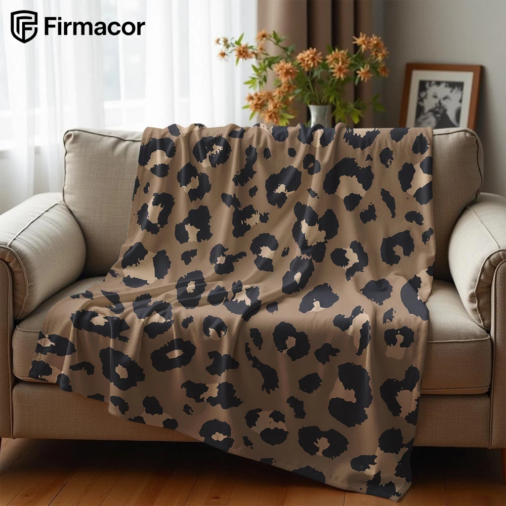 Khaki Base Classic Leopard Lightweight Microfiber Soft Christmas Fleece Blanket Warm Cozy Throw for Bed Sofa Office All Season