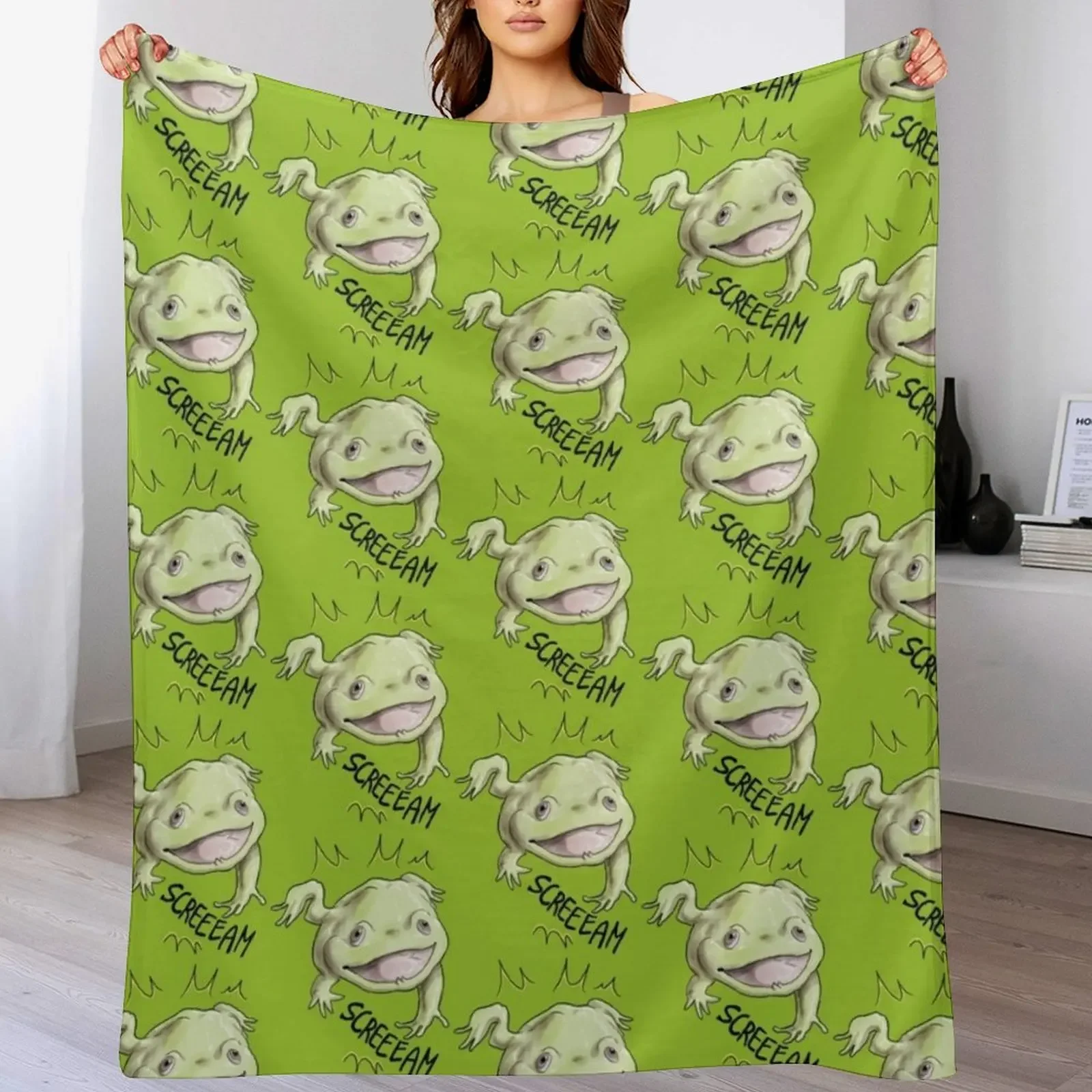

Screaming Budgett's frog Throw Blanket Soft Solid Color Blanket for Couch Bed