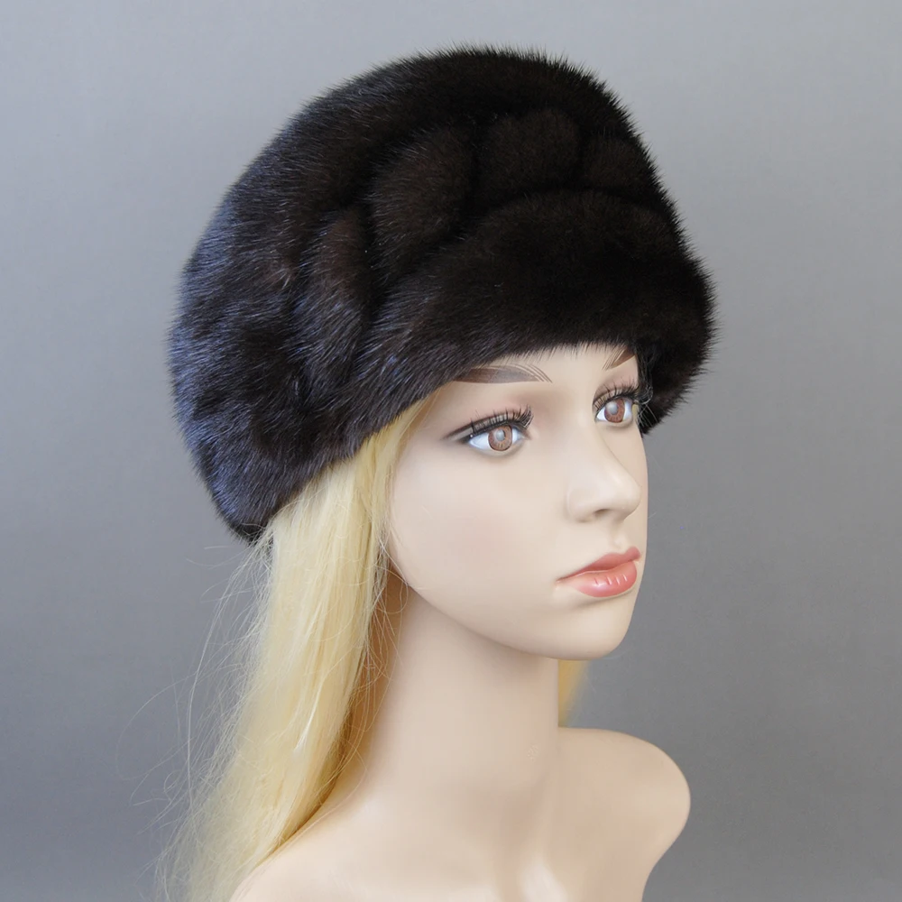 Hot Sale 2025 New Winter Snow Unisex Natural Mink Fur Beret Bomber Hats Caps Luxury Women Real Mink Fur Hat Cap