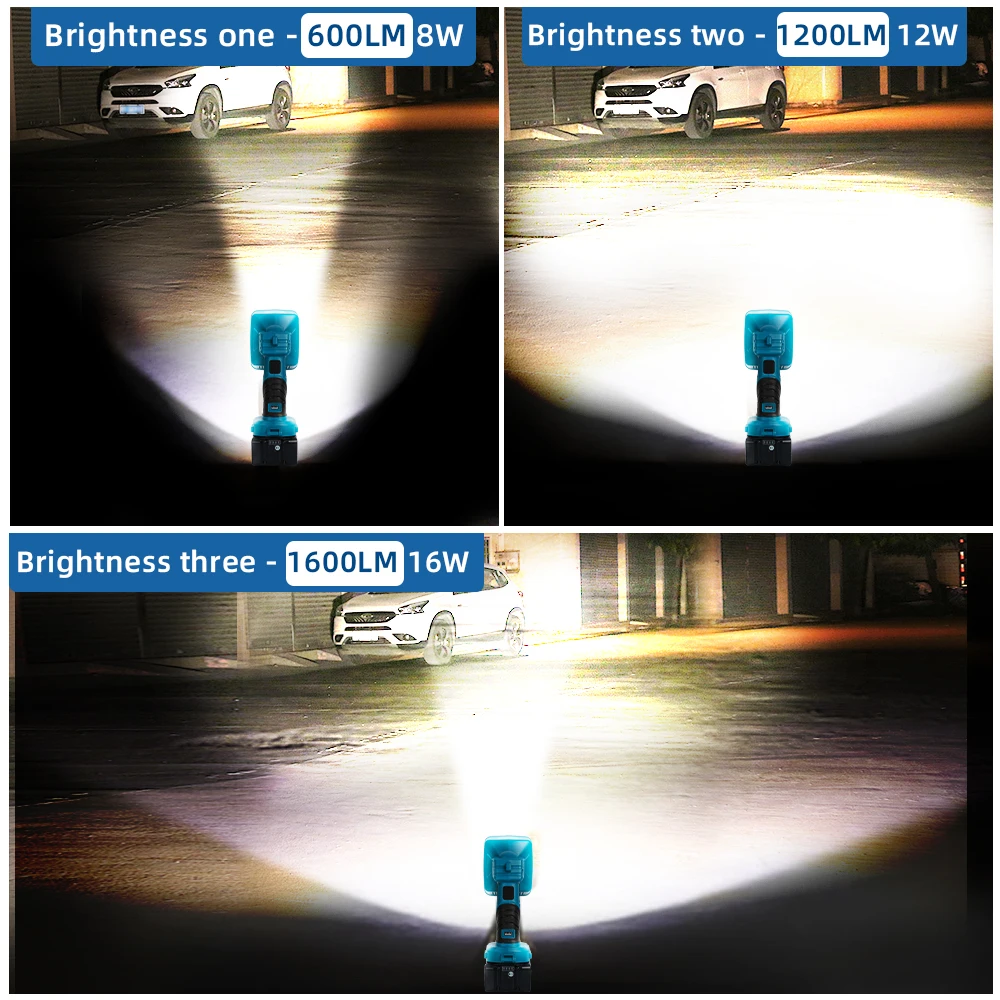 Flashlight for Makita 18v Battery, Cordless LED Handheld Flashlight Project Light for Camping Workshop Car Repairing(No Battery)