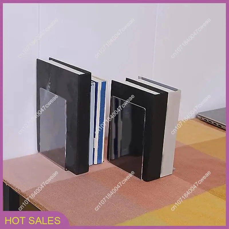 

16 Transparent Bookends Acrylic Bookshelf L-Shaped Bookend Picture Book Album Compartment Board Storage Book Clip-A98U