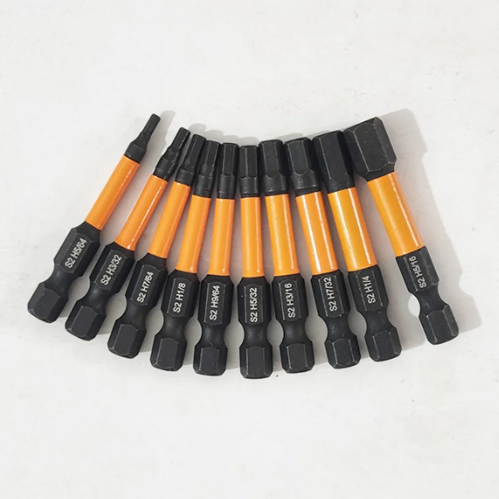 10Pcs Magnetic Hex Head Screwdriver Bit Set 1/4 Shank Screwdriver Bit H1.5-H6 Shank Screwdriver Bit Head ﻿hand Tools