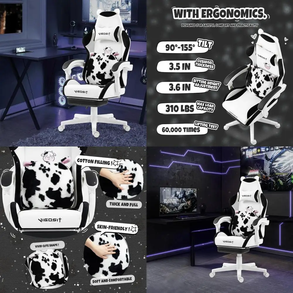 كرسي ألعاب مريح من جلد البولي يوريثان مع ميزات قابلة للتعديل للأطفال والكبار، كرسي مكتب دوار 360 درجة، كرسي مكتب للاعبين #1