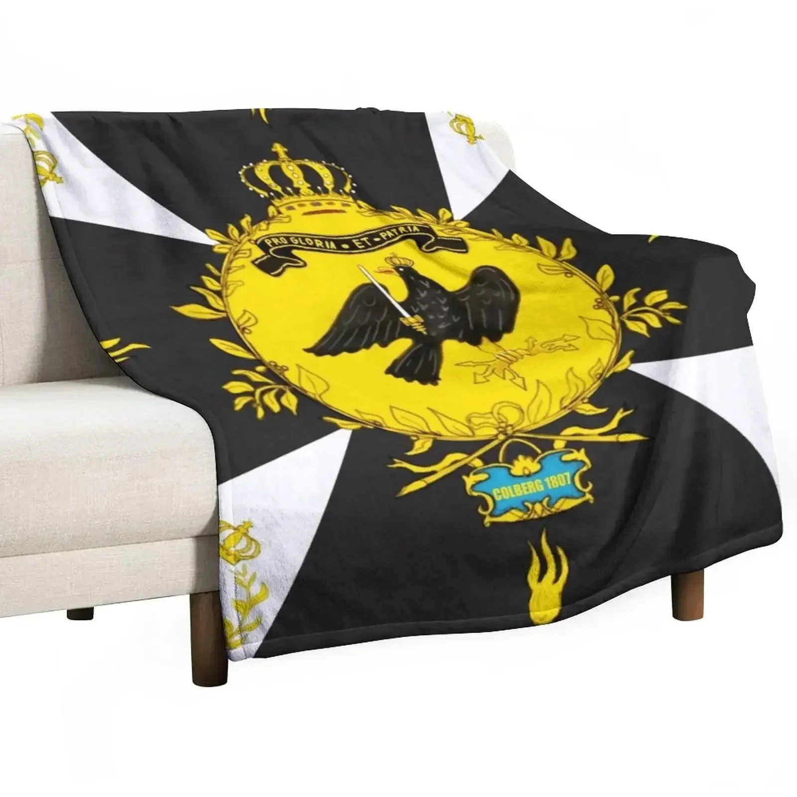 

Napoleonic Prussian flag Colberg 1807 Throw Blanket Sofas Weighted Blankets