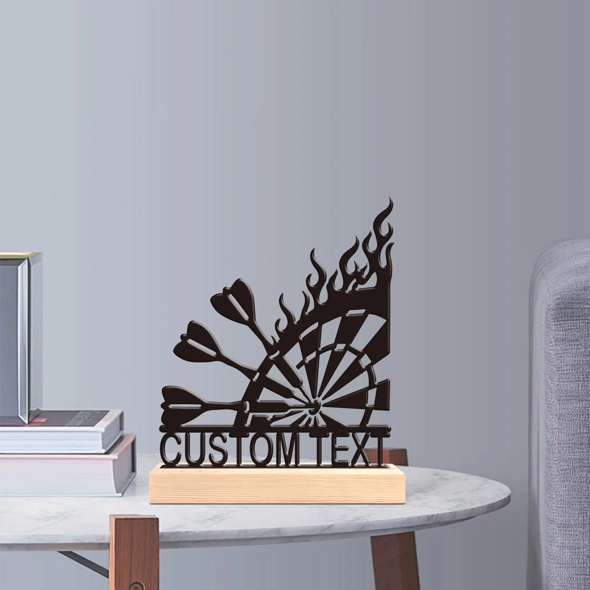 1pc Interesting Metal Desktop Decoration Customizable Content With Wooden Base Unique Desktop Decoration Custom Gifts