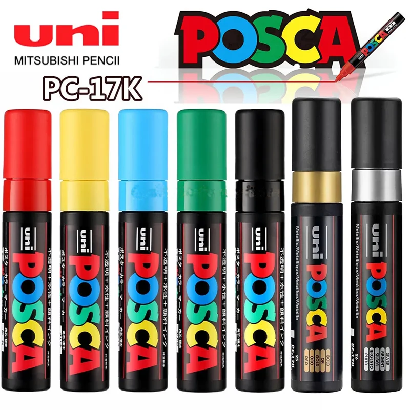 1 قطعة Uni POSCA Plumones PC-17k قلم تحديد الطلاء كبير سميك رئيس البوب المشارك الإعلان المياه القائمة القلم الكتابة على الجدران اللوحة 15 مللي متر