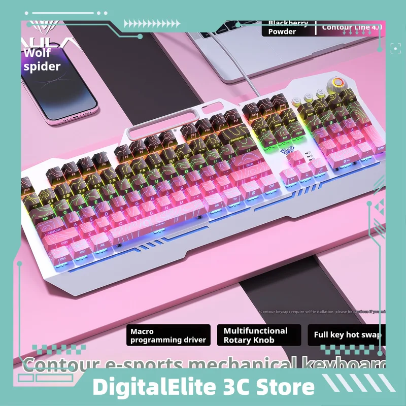 

Wolf Spider Harvester Wired Mechanical Keyboard With Hot Swappable 108 Keys Blue Switches For Gaming And Computer Notebooks