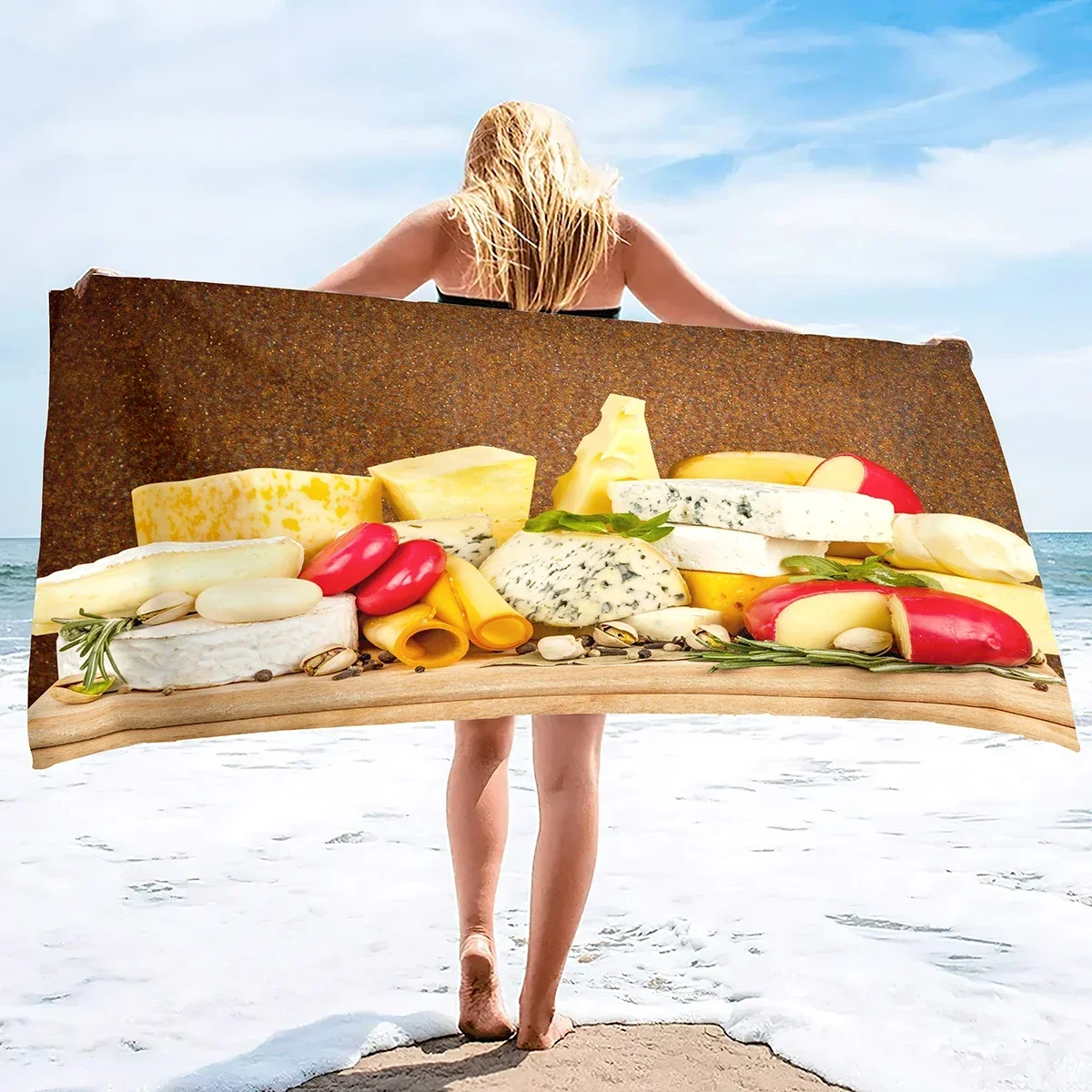 Sandwich Cake Food Print Quick Drying Absorbent Oversized Microfiber Beach Towels,Sand Free Lightweight Pool Towel Sandproof