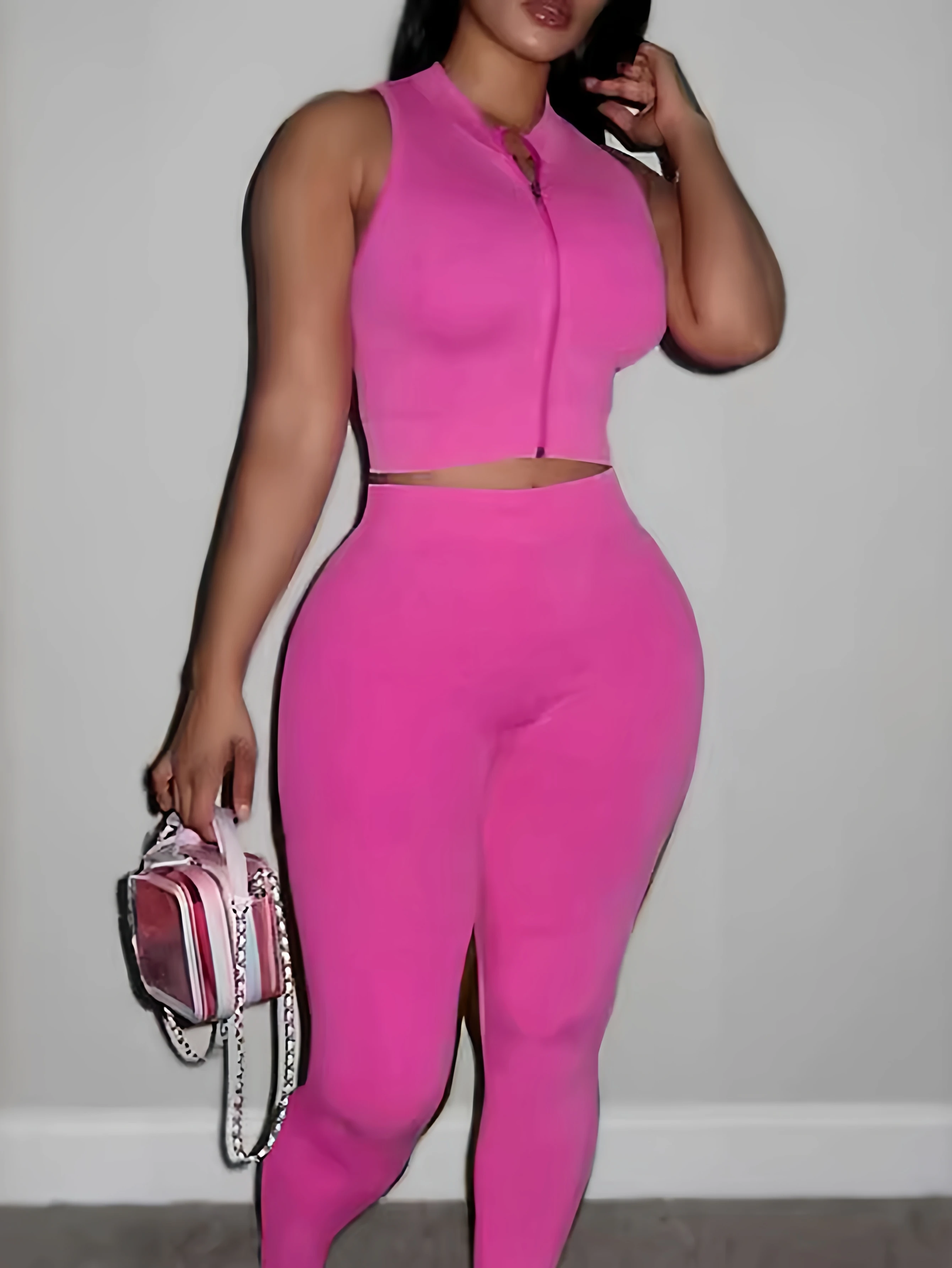 Conjunto de fitness esportivo feminino outono sem mangas tripulação pescoço tanques com tornozelo cintura alta lápis calças estilo simples