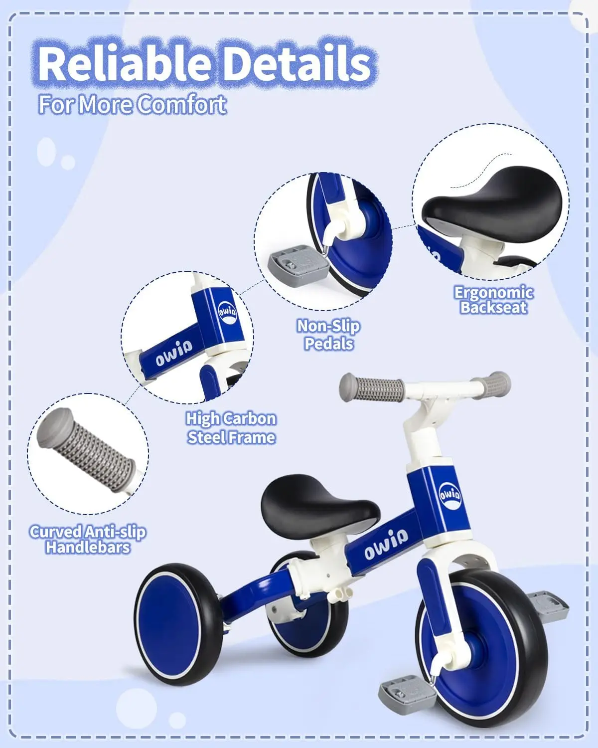 Trójkołowiec 5 in1 dla małych dzieci 1-3, rowerek biegowy dla dzieci w wieku od 1 do 4 lat dla chłopców dziewcząt pierwszy prezent, zabawki do jazdy na rowerze dla małych dzieci w